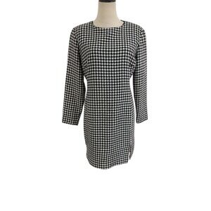 Vtg‎ 90s JG Hook Houndstooth Shift Dress Wool Blend Mod Gogo 60s Style Sz 8p